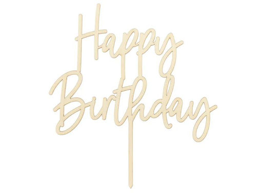 Picture of CAKE TOPPER HAPPY BIRTHDAY WOODEN 16.5CM